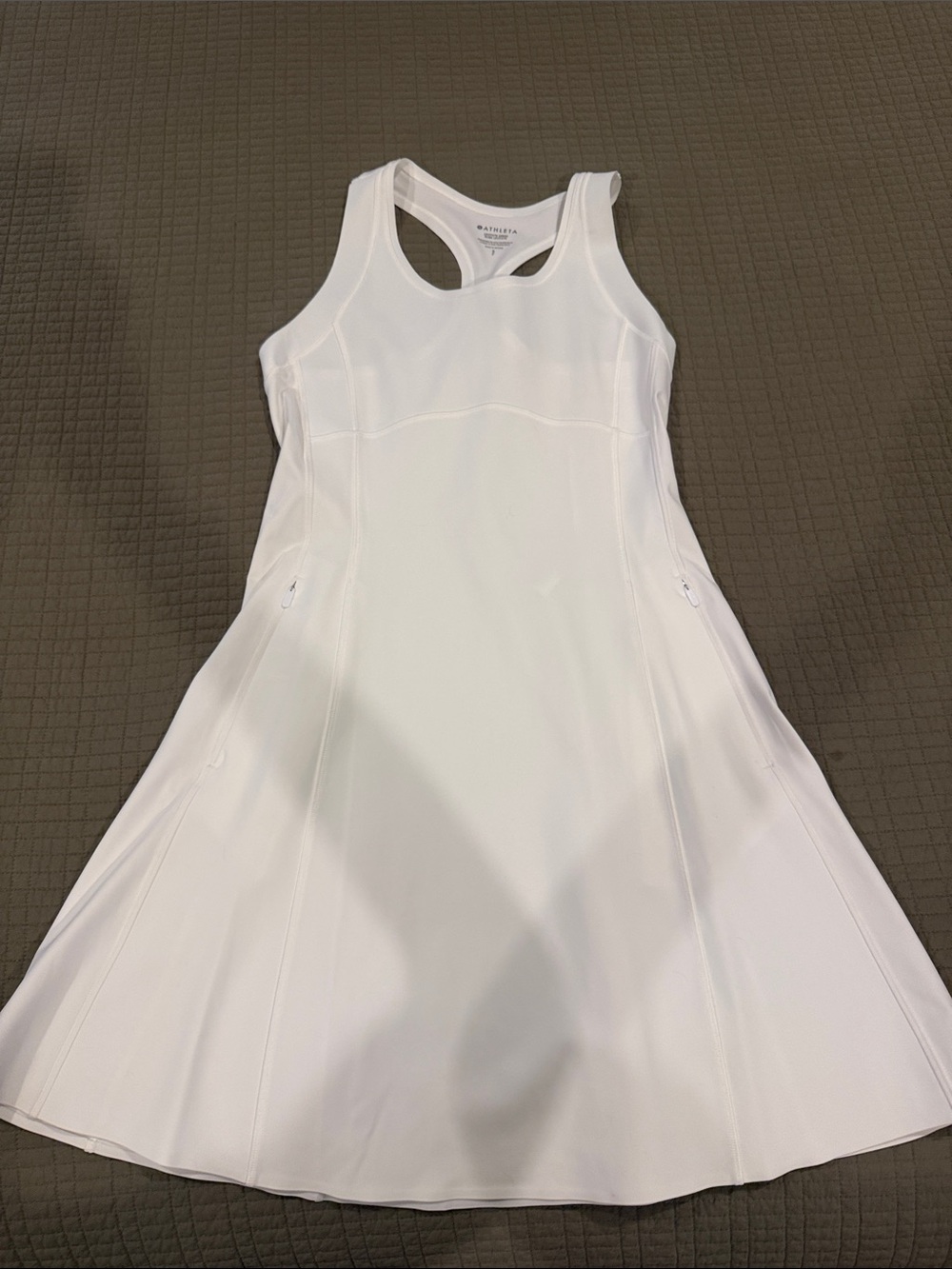 Athleta White Racerback Tennis Dress with Flared Skirt